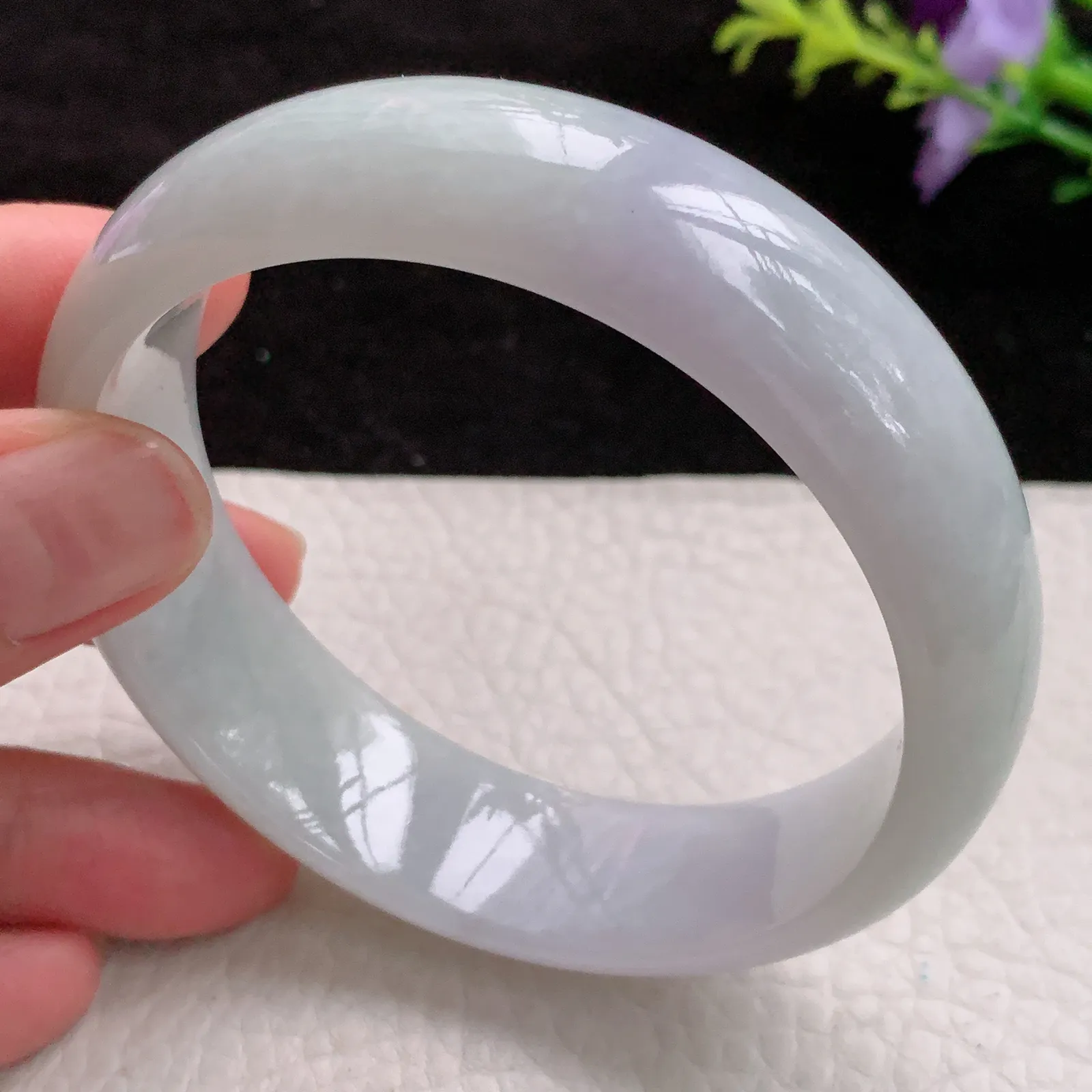 hh轮胎镯59.5*17.2*7.4老坑精美飘紫大气百搭正圈翡翠玉镯 平安镯