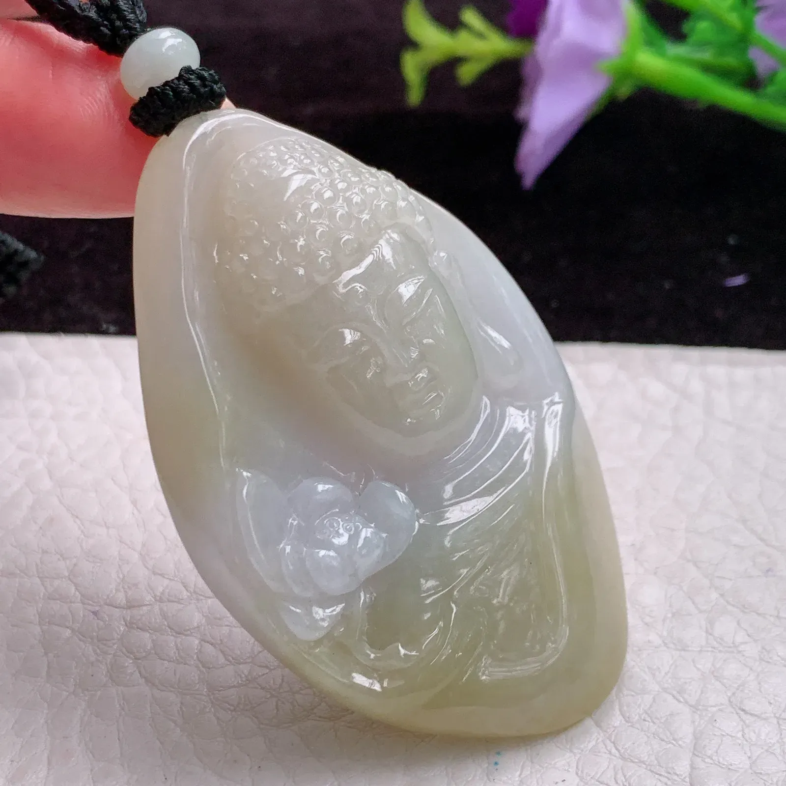 mut实拍59*38*15老坑精雕双彩大日如来佛祖 花开见佛佛主玉吊坠