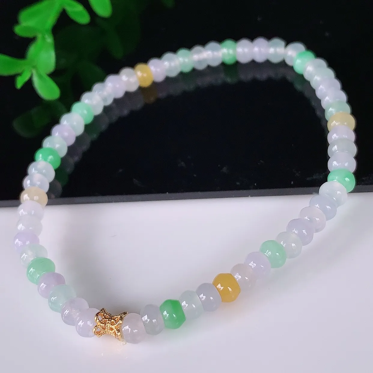 自然光实拍，冰润冰种多彩算盘珠翡翠手串手链，种老水足，冰清玉润  颜色漂亮  #46.14取一尺寸4