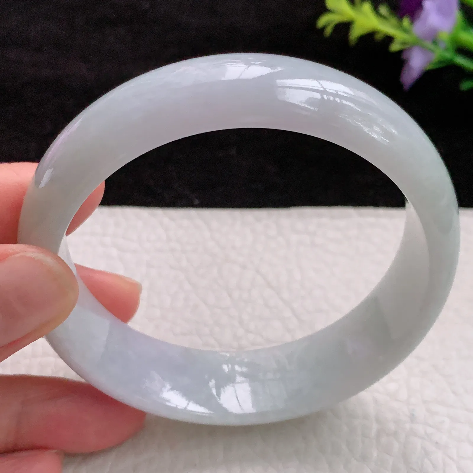 hh轮胎镯59.5*17.2*7.4老坑精美飘紫大气百搭正圈翡翠玉镯 平安镯