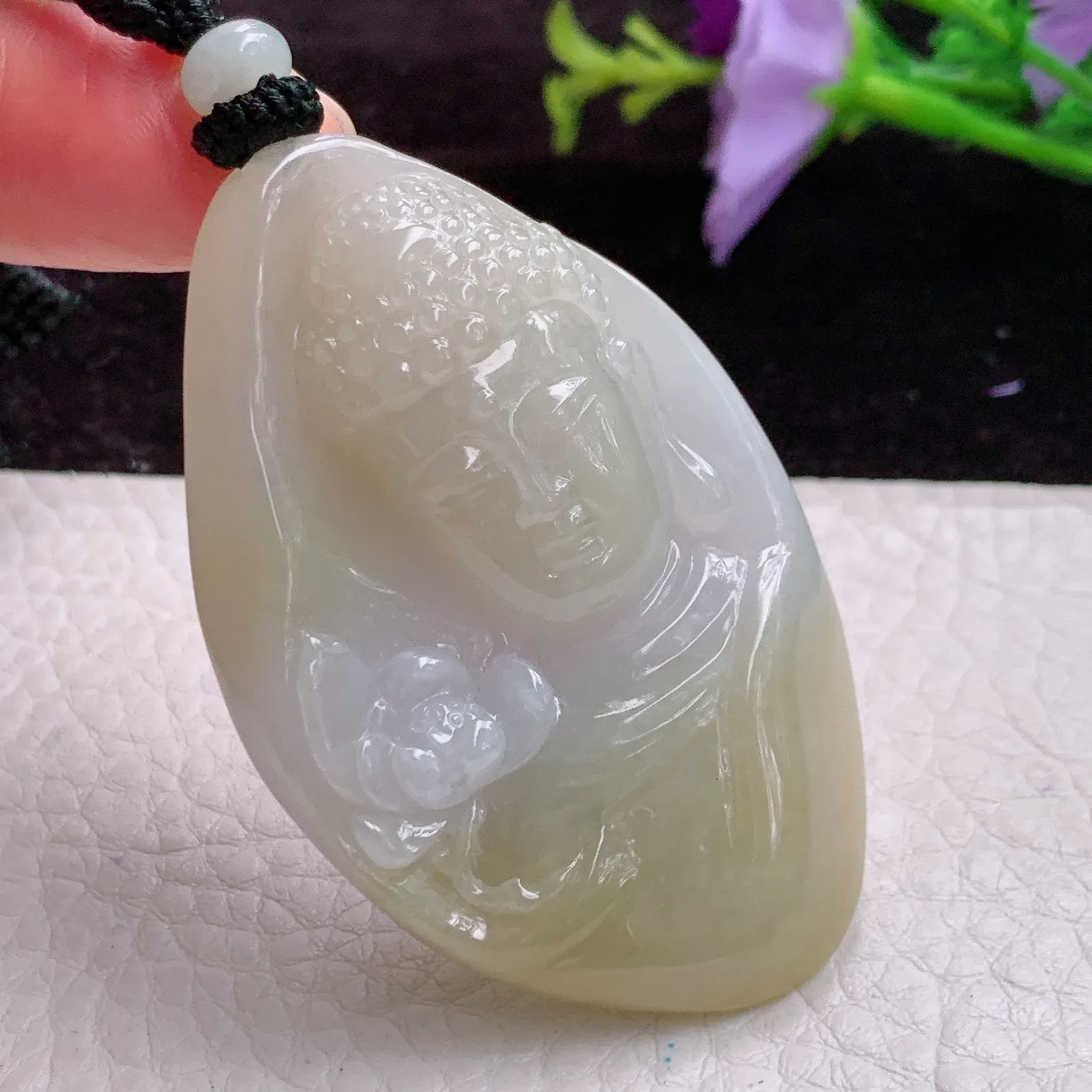 mut实拍59*38*15老坑精雕双彩大日如来佛祖 花开见佛佛主玉吊坠