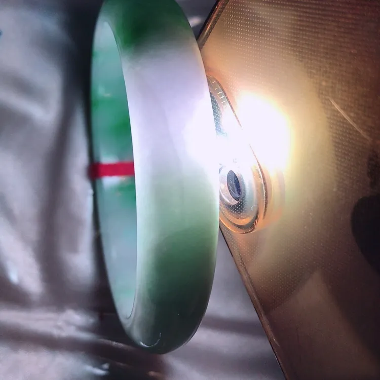 自然光58/13/8老坑精美温润飘阳绿手镯翡翠玉镯美人镯