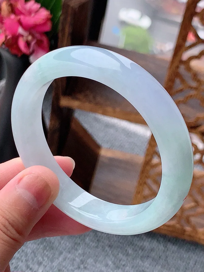 a货翡翠老坑紫罗兰正装正圈手镯55-56圈口 尺寸55.3×12.7×8.5mm 重量55.62g 