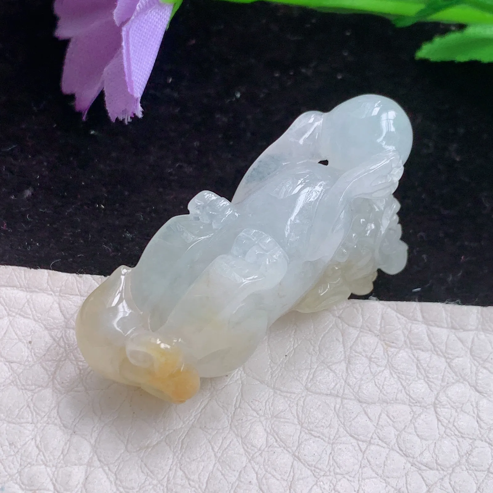x54实拍40.8*12.2*20 冰黄招财貔貅 翡翠皮休玉吊坠 锁骨坠 18k