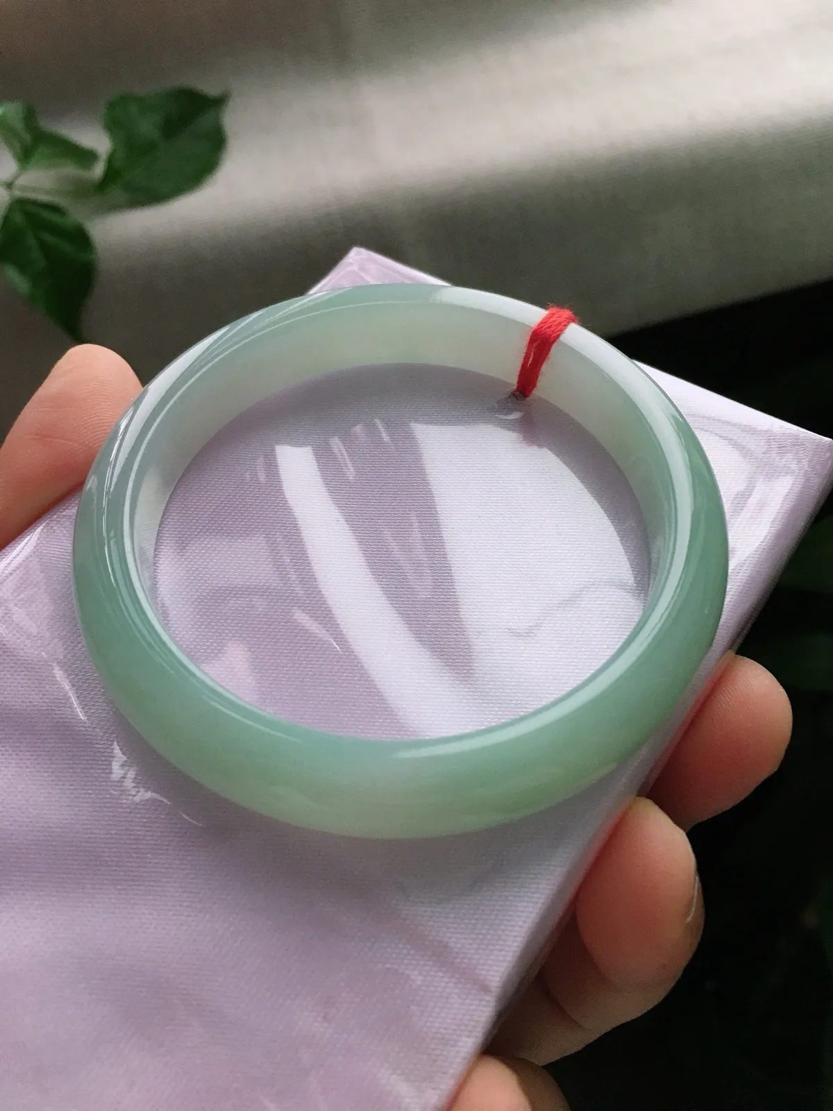 圈口59，正圈手镯，绿底，玉质冰润，尺寸59-11.5-7.6mm