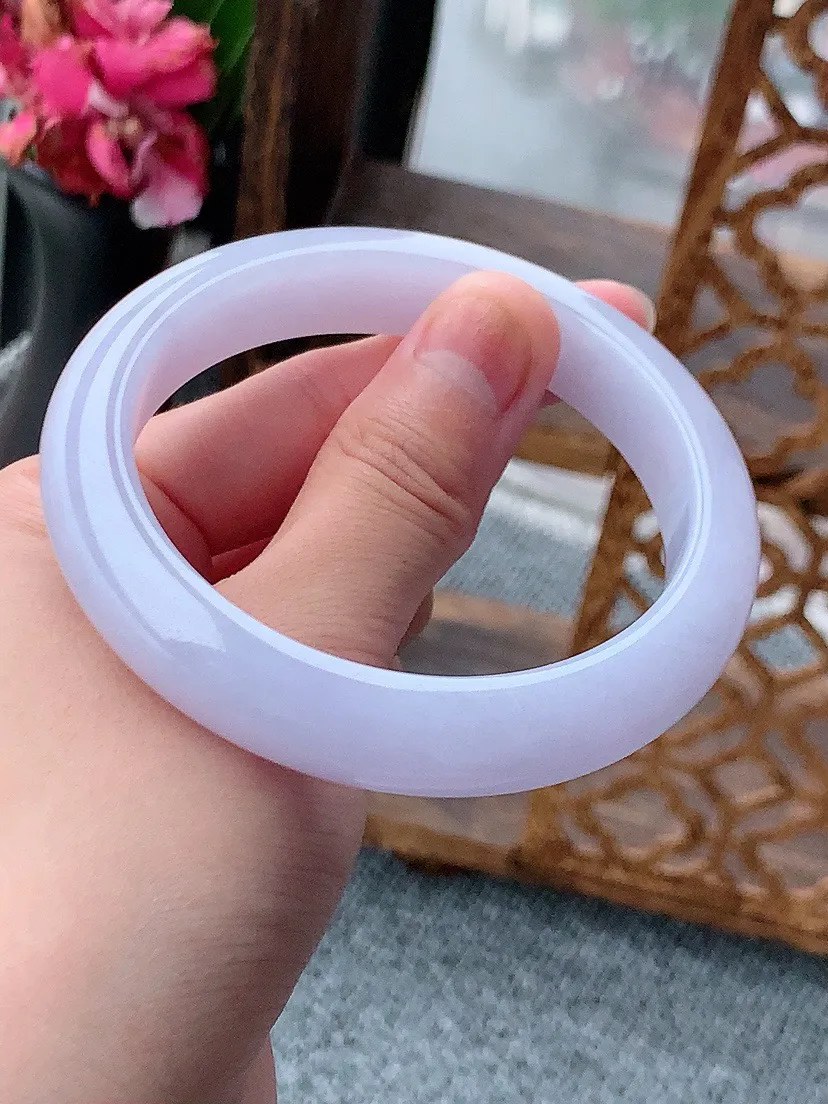 a货翡翠老坑紫罗兰正装正圈手镯58-59圈口  尺寸58×12×8.5mm 重量62.00g 0614