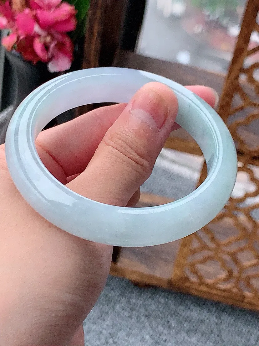 a货翡翠老坑紫罗兰正装正圈手镯55-56圈口 尺寸55.3×12.7×8.5mm 重量55.62g 0614