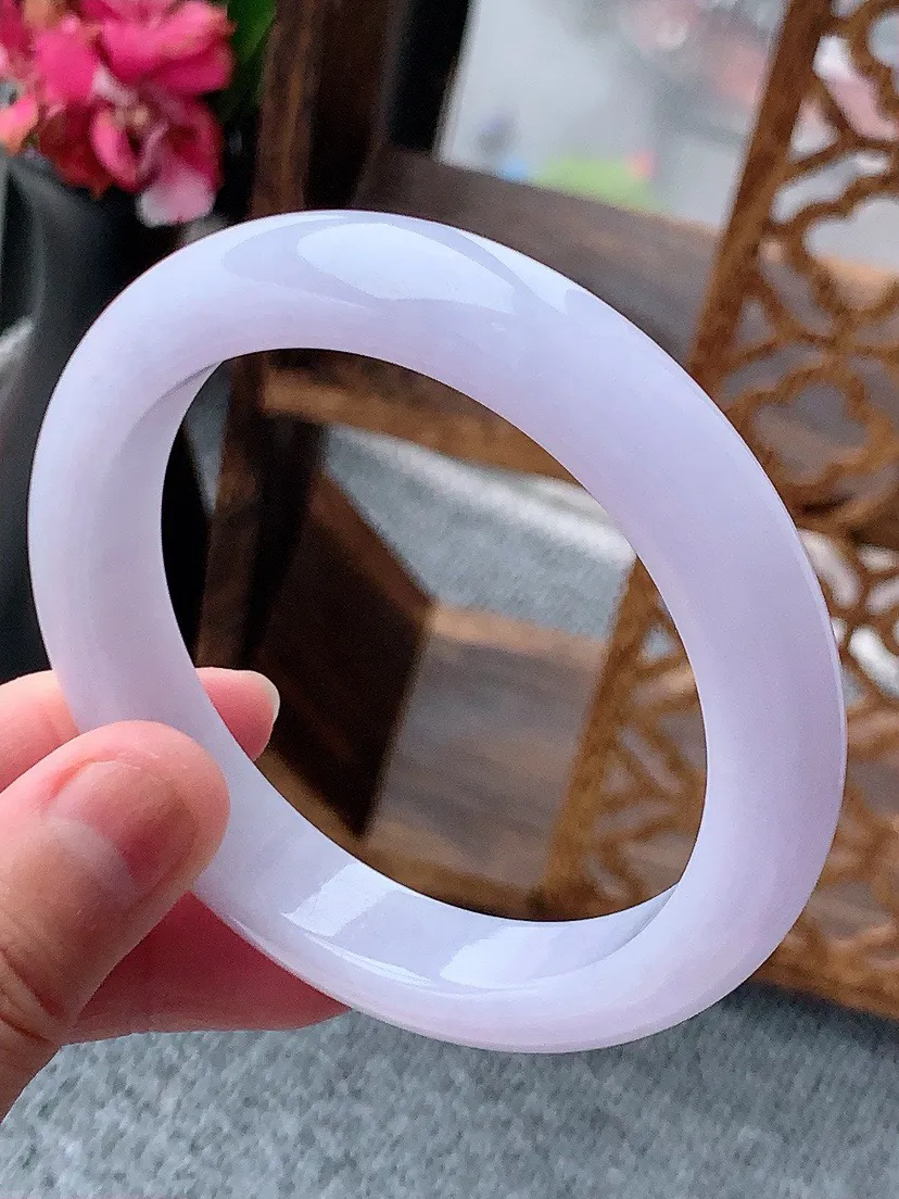 a货翡翠老坑紫罗兰正装正圈手镯58-59圈口  尺寸58×12×8.5mm 重量62.00g 061