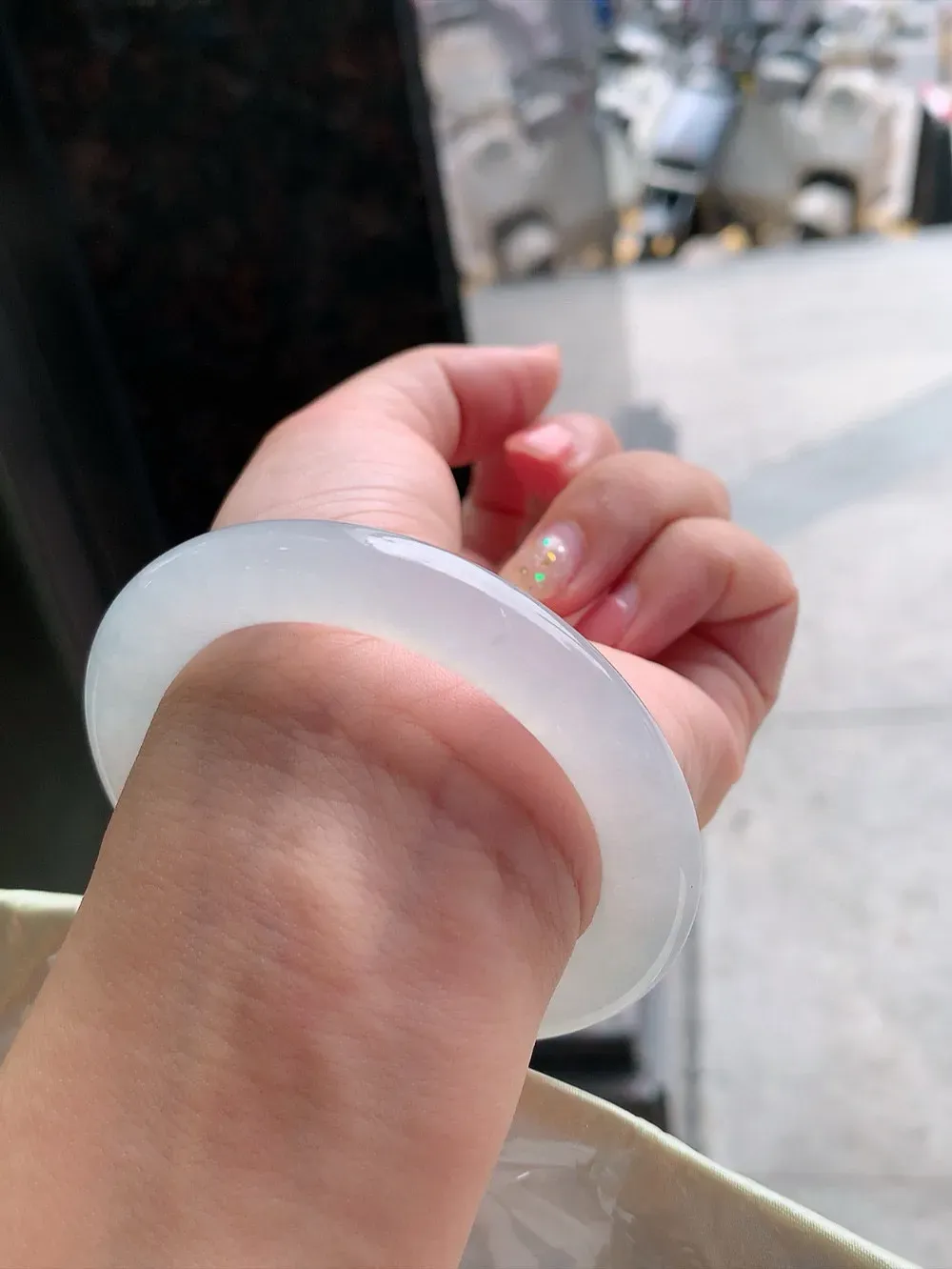 圆条高冰白月光 无瑕 尺寸:54.1/9.8/10.1  种水好