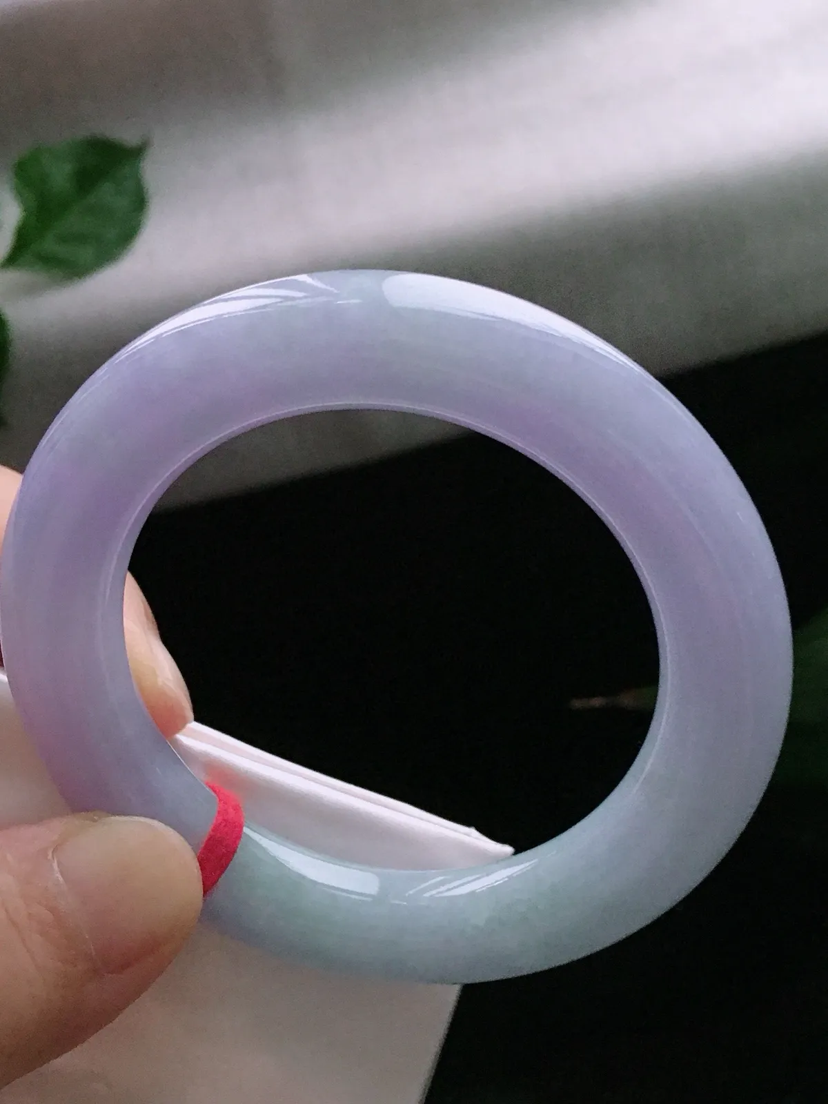 圈口54，圆条手镯，小圈口，紫罗兰，玉质冰润细腻，尺寸54-12.3-11.8mm