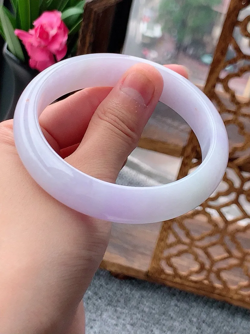 a货翡翠老坑紫罗兰正装正圈手镯59-60大圈口 尺寸59.8×13.6×7.6mm 重量62.74g 0615
