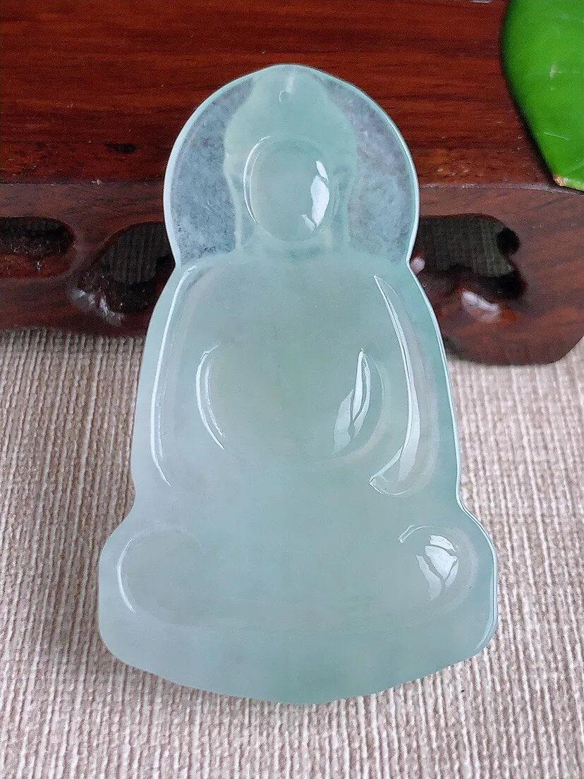 a货翡翠老坑冰种晴水大日如来吊坠 尺寸57.6×34.4×5.6mm 重量19.30g 0617