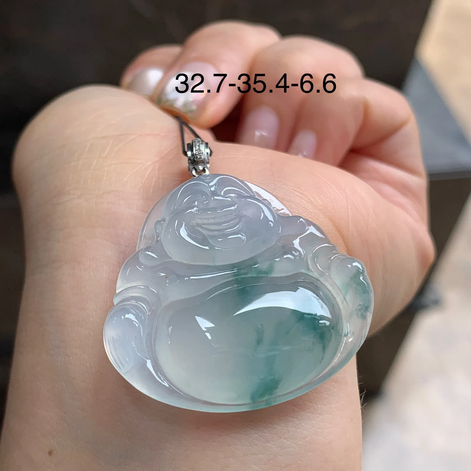 金扣蓝花佛公^_^一刀切 水润冰透 飘花浓郁