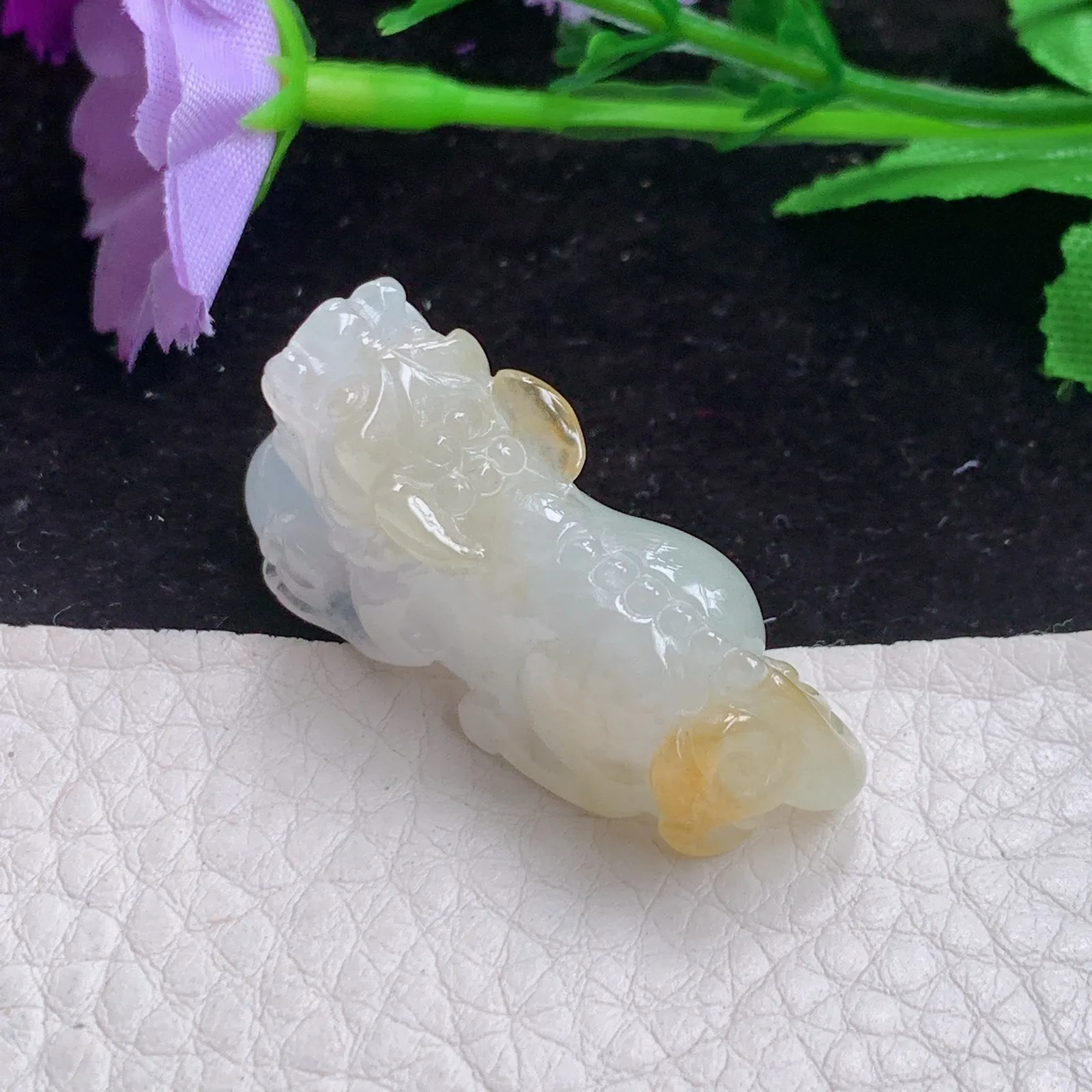 x54实拍40.8*12.2*20 冰黄招财貔貅 翡翠皮休玉吊坠 锁骨坠 18k