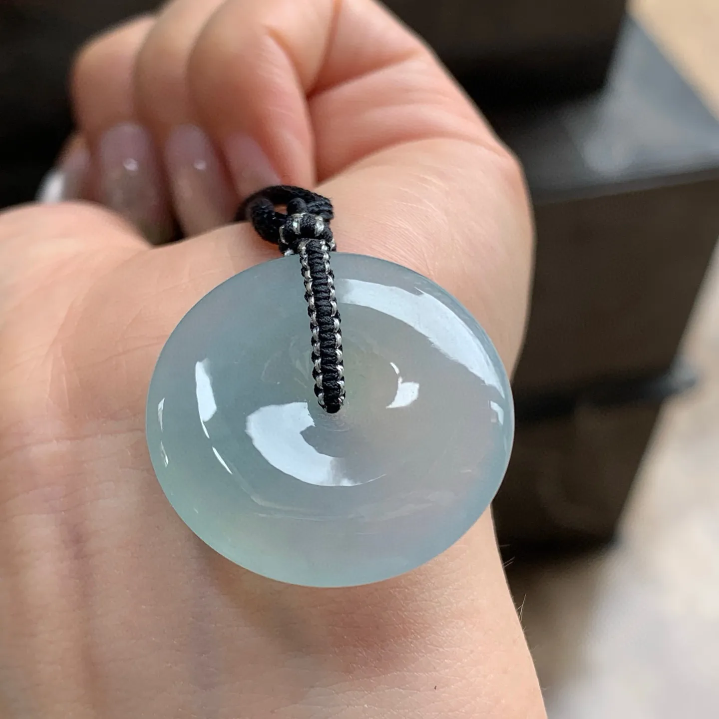 冰蓝水平安扣^_^玉质温润