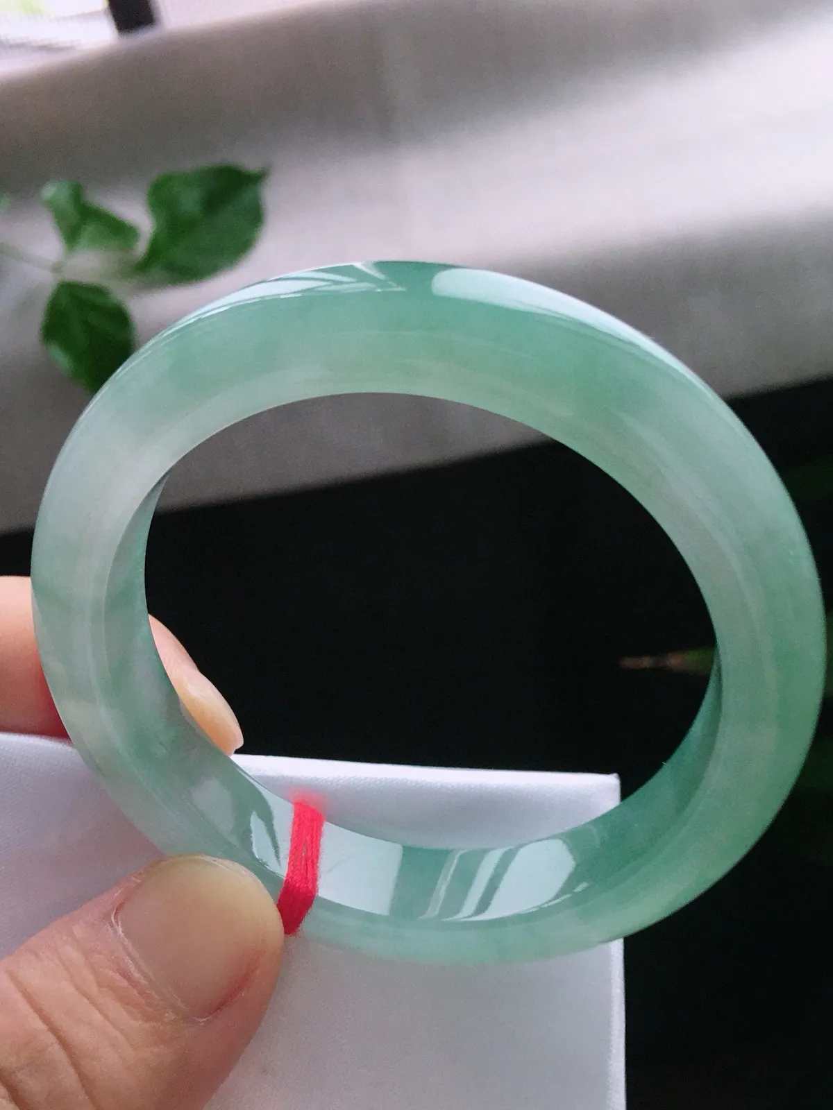 圈口55，正圈手镯，油绿，玉质冰润细腻，尺寸55-12.3-8.4mm