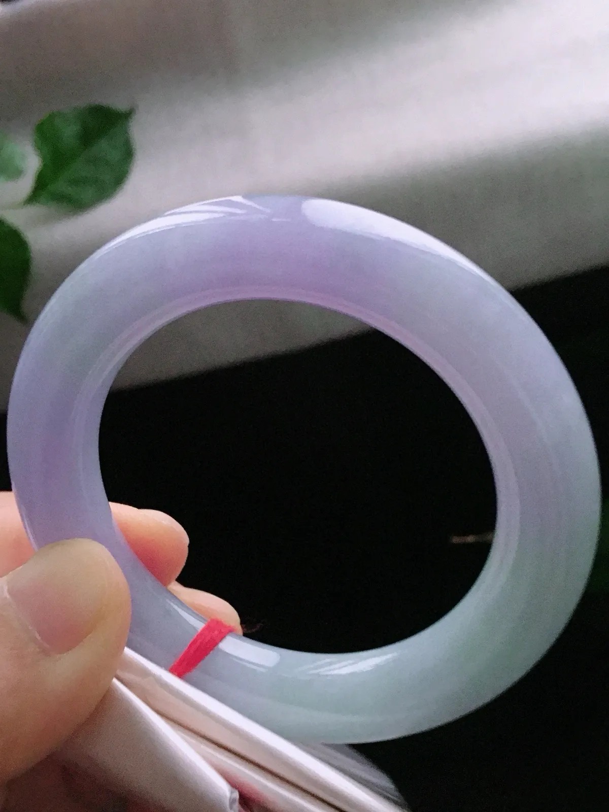 圈口54，圆条手镯，小圈口，紫罗兰，玉质冰润细腻，尺寸54-12.3-11.8mm