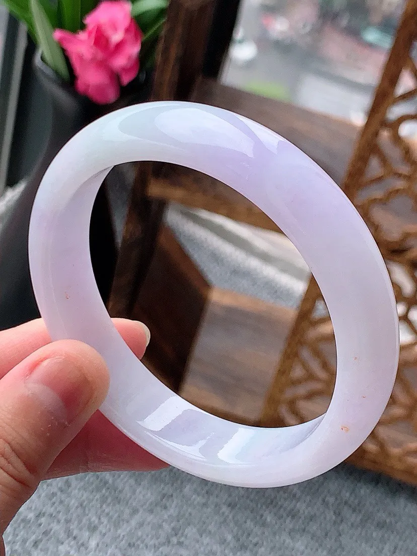 a货翡翠老坑紫罗兰正装正圈手镯59-60大圈口 尺寸59.8×13.6×7.6mm 重量62.74g