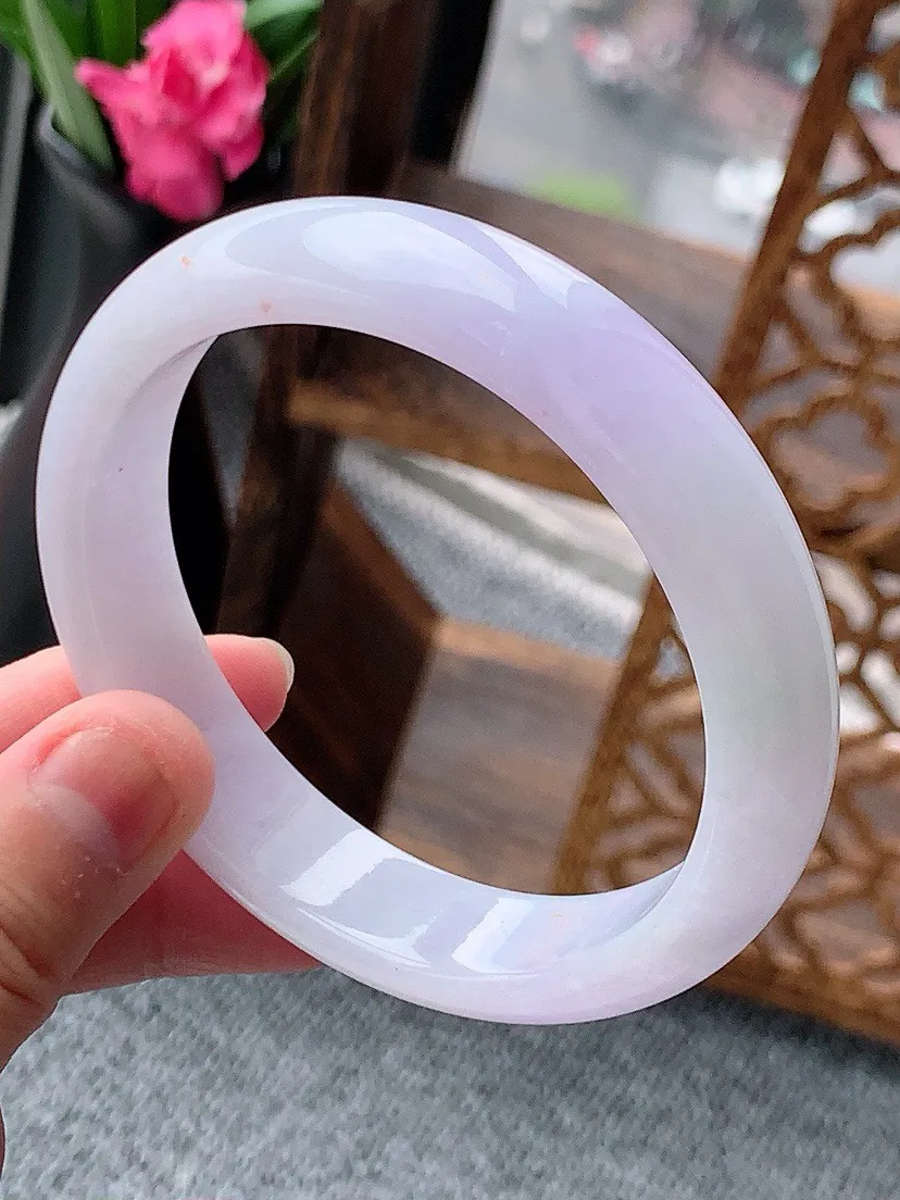 a货翡翠老坑紫罗兰正装正圈手镯59-60大圈口 尺寸59.8×13.6×7.6mm 重量62.74g