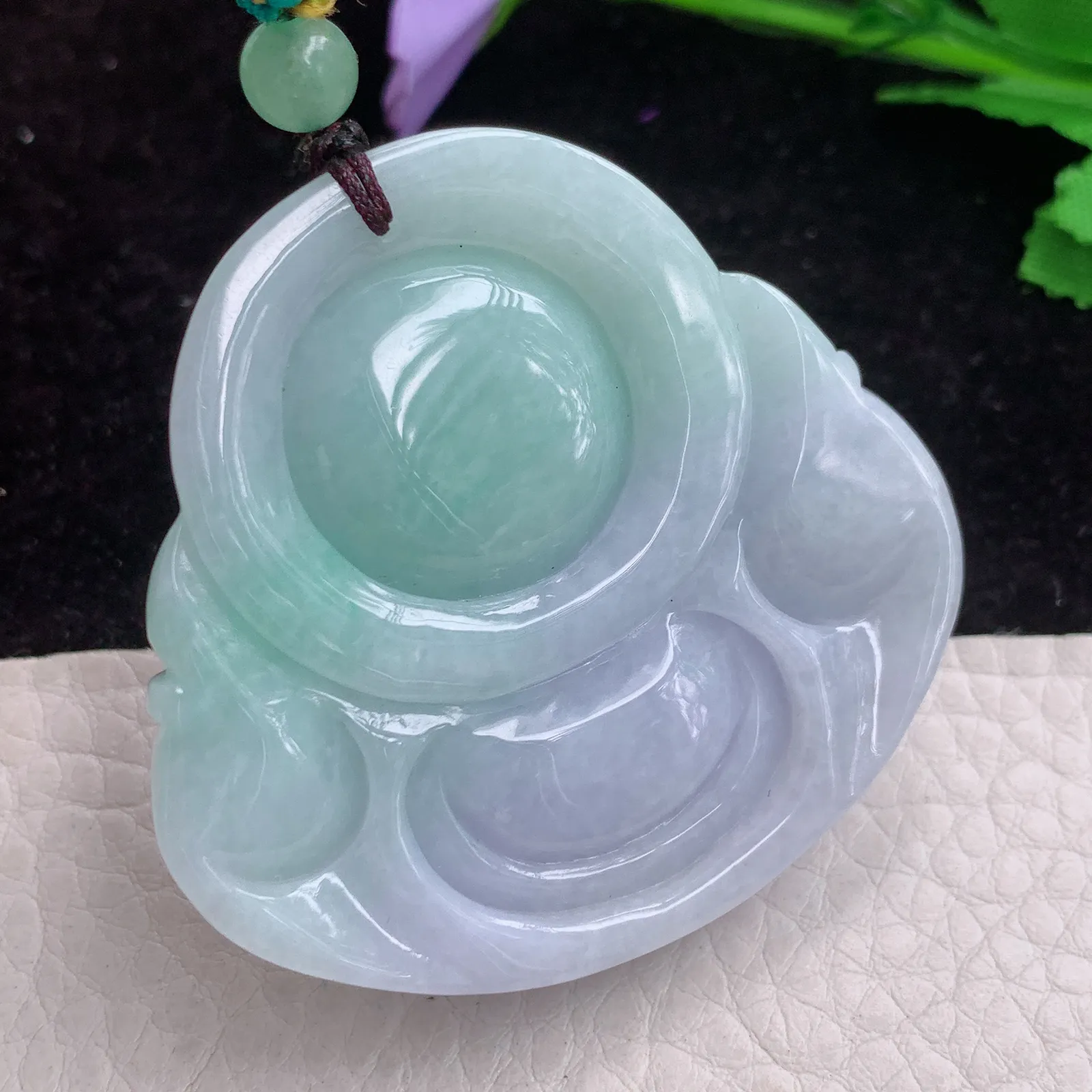 Zen实拍48.6*50*13老坑精雕饱满春带彩大佛公 翡翠开心佛玉吊坠