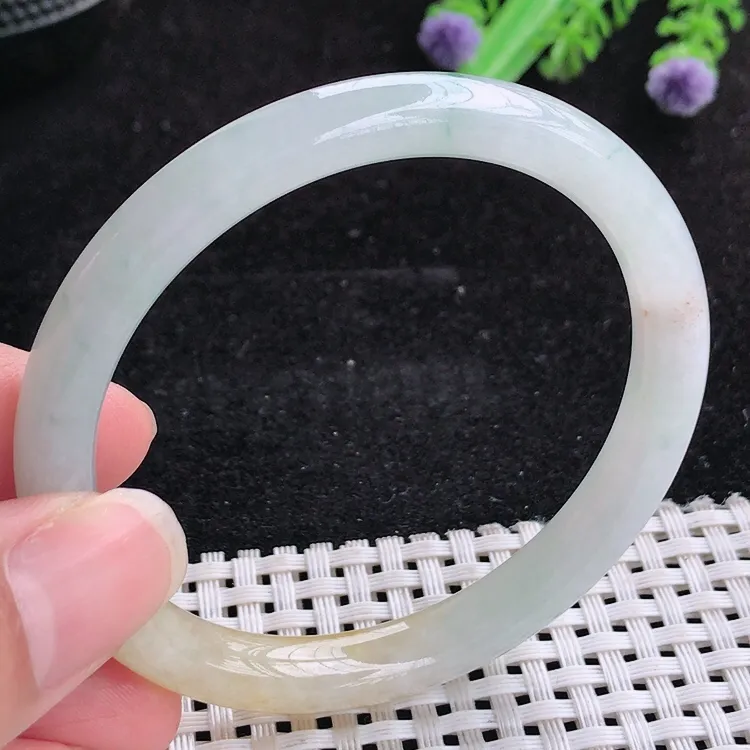 自然光54/8.1/7.2老坑冰润水灵起胶黄翡细条手镯翡翠玉镯美人镯圆条