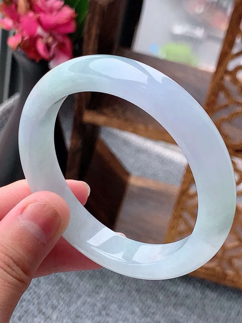 a货翡翠老坑紫罗兰正装正圈手镯55-56圈口 尺寸55.3×12.7×8.5mm 重量55.62g 0614