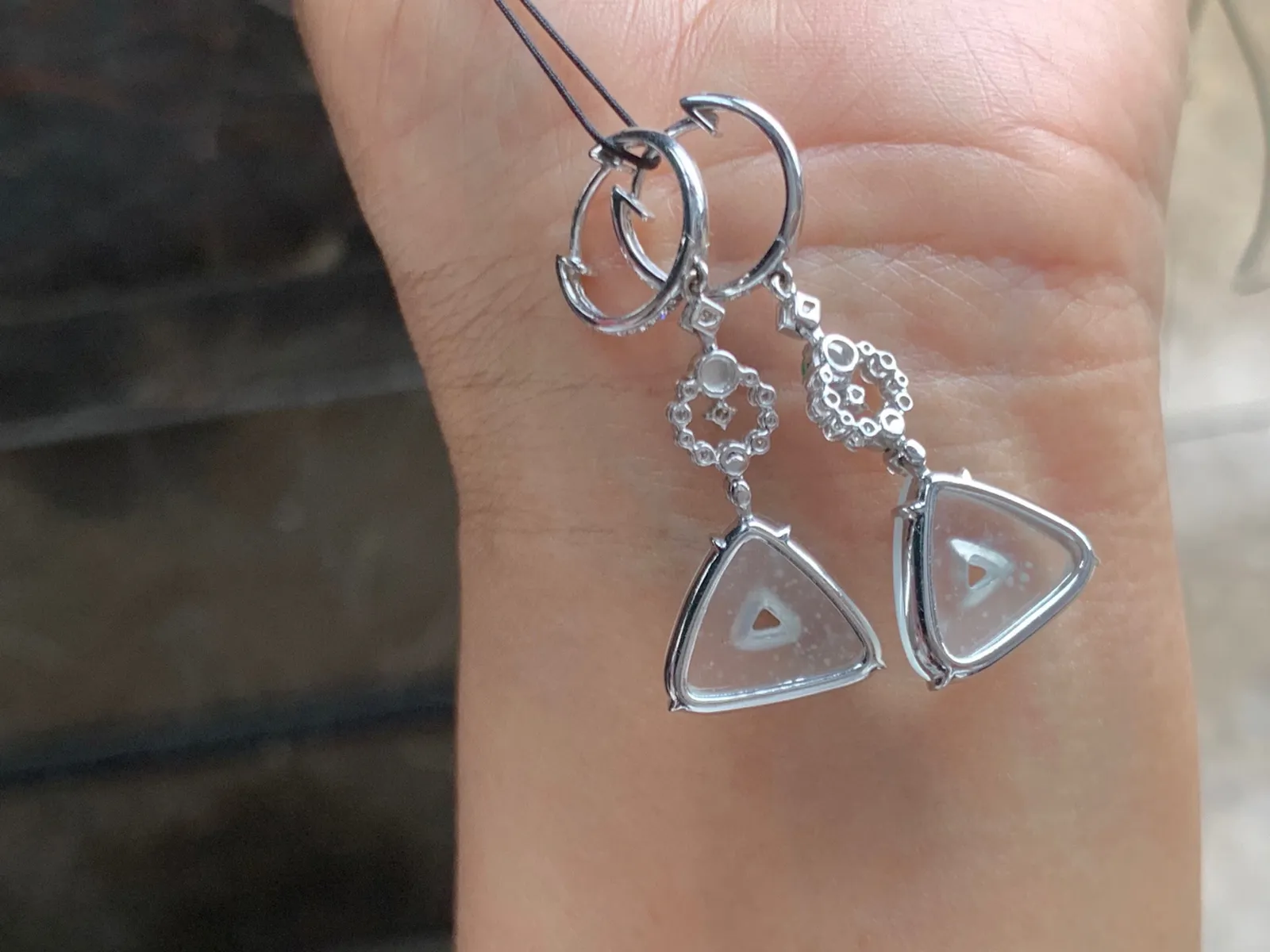 冰种精美耳坠 18K金镶嵌 款式独特