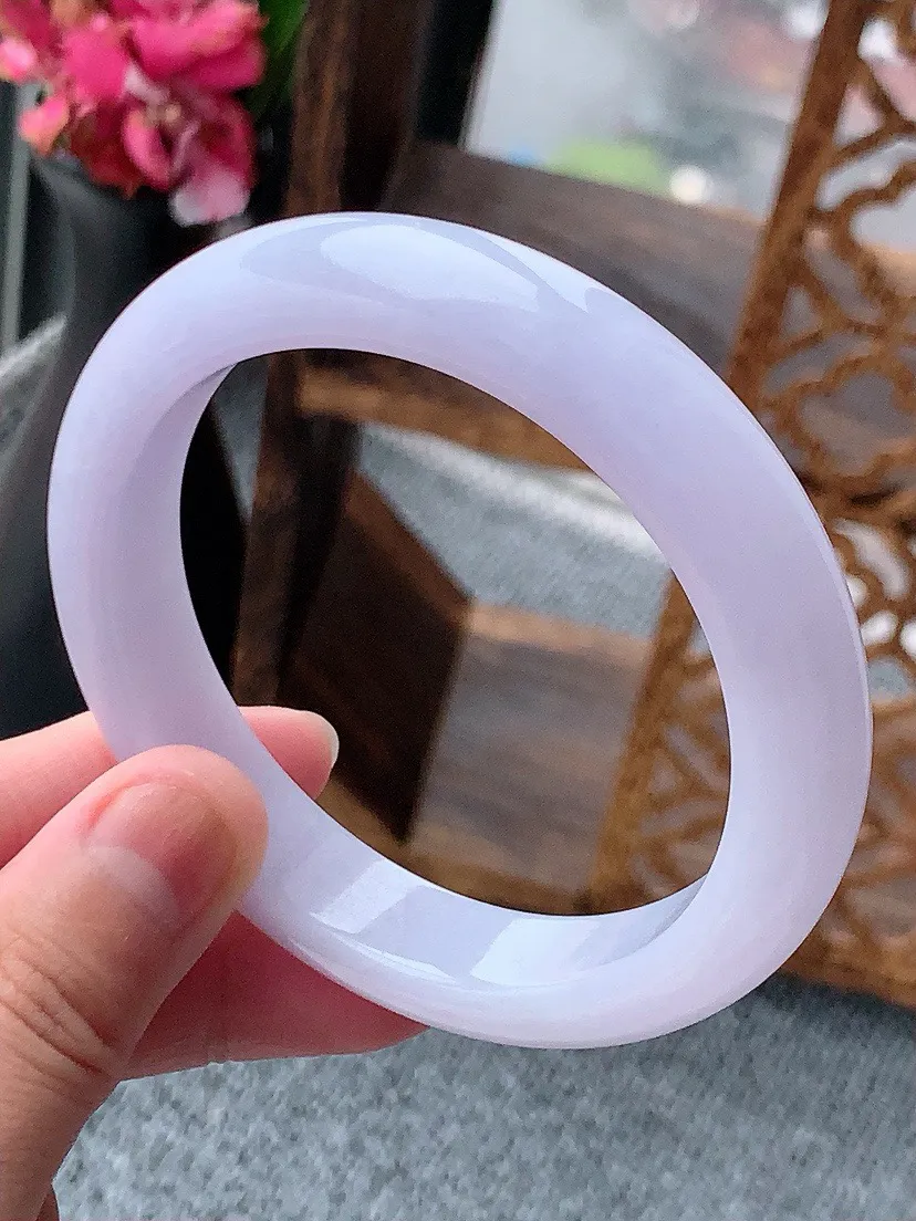 a货翡翠老坑紫罗兰正装正圈手镯58-59圈口  尺寸58×12×8.5mm 重量62.00g 0614