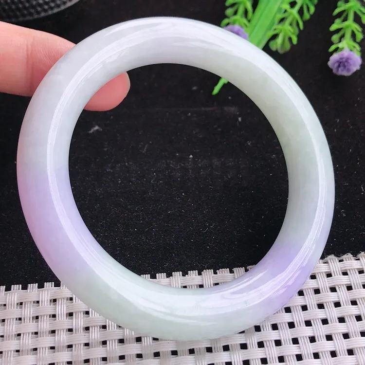 自然光57.5/11.5/11.6老坑精美温润紫罗兰胖圆条手镯翡翠玉镯美人镯