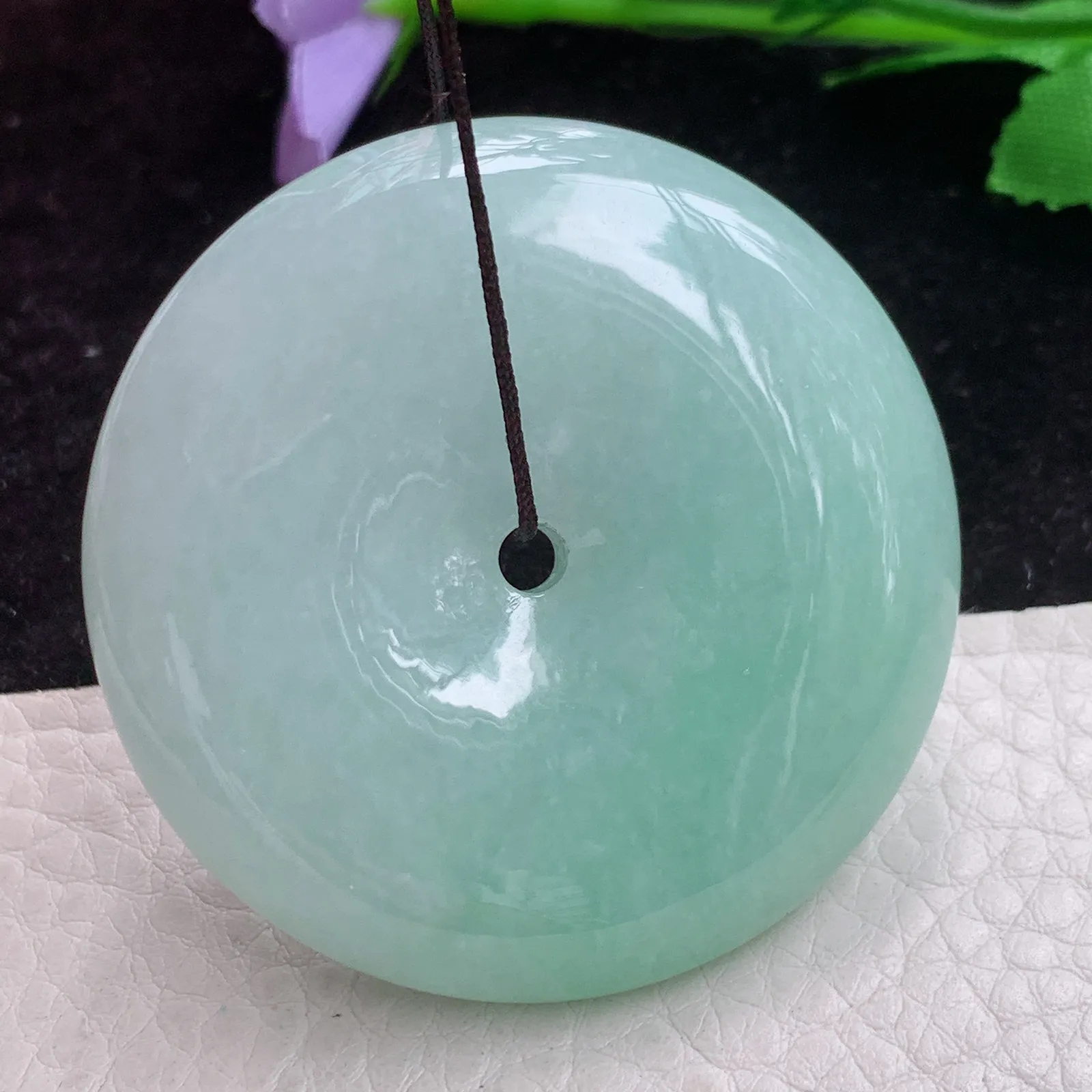 Zen实拍48.8*12老坑精雕饱满清新大平安扣 翡翠玉扣玉坠 玉挂件