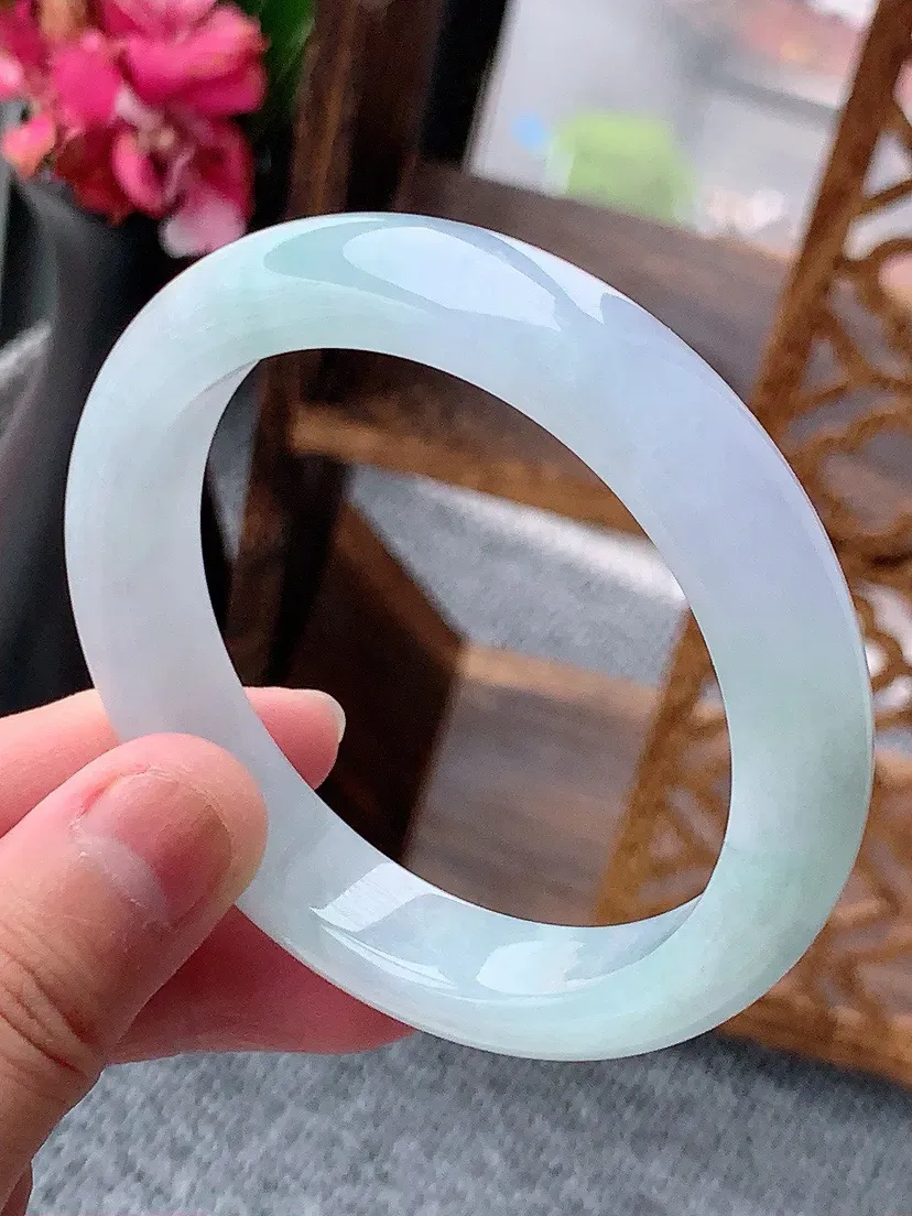 a货翡翠老坑紫罗兰正装正圈手镯55-56圈口 尺寸55.3×12.7×8.5mm 重量55.62g 