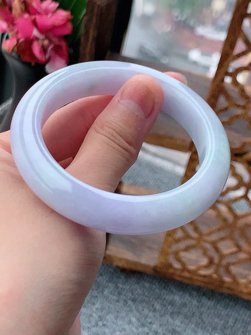 a货翡翠老坑紫罗兰厚装正装正圈手镯54-55圈口 尺寸54.8×12×9.2mm 重量64.88g 0614