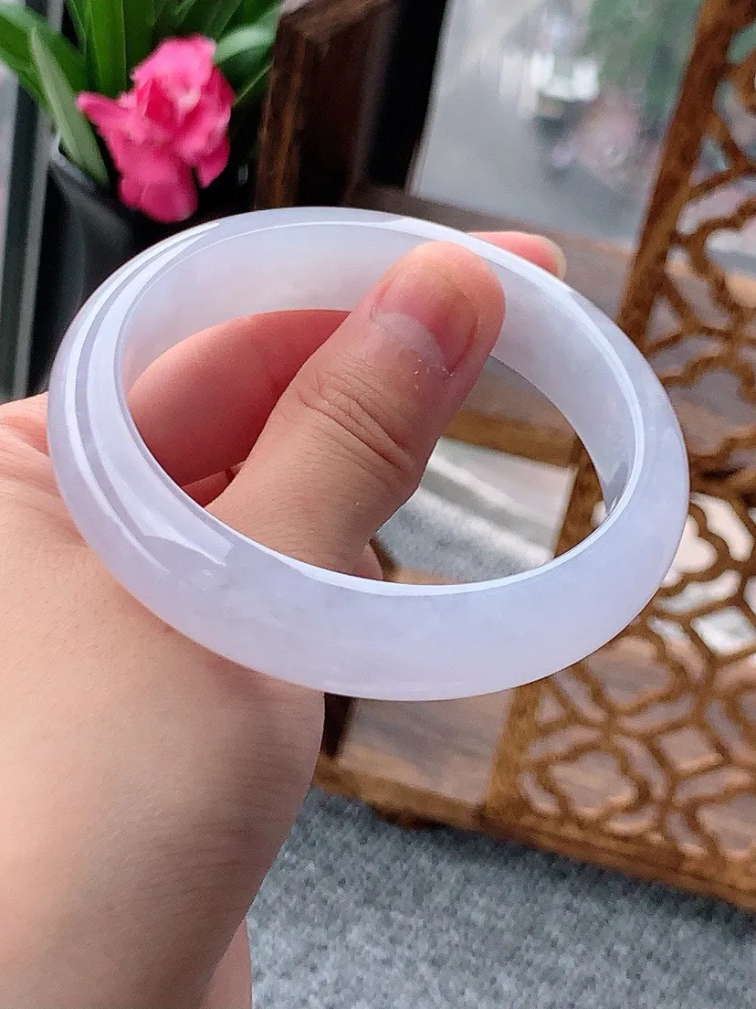 a货翡翠老坑紫罗兰正装正圈手镯56-57圈口 尺寸56.5×13×8mm 重量61.57g 0615
