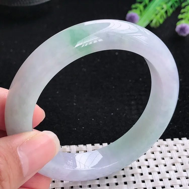 自然光56.5/12.5/9.6老坑冰润水灵紫罗兰手镯翡翠玉镯美人镯