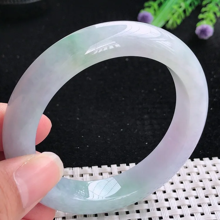 自然光56.5/12.5/9.6老坑冰润水灵紫罗兰手镯翡翠玉镯美人镯