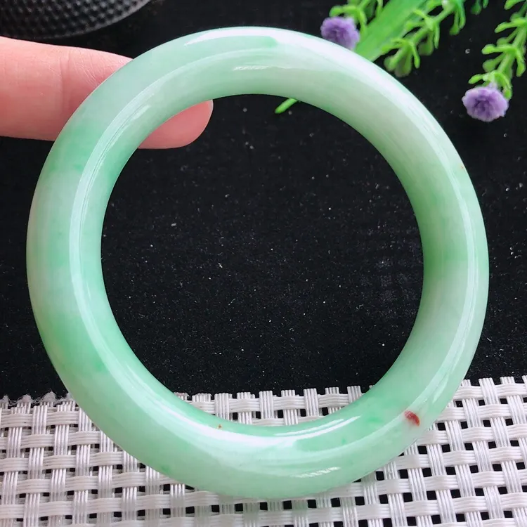 自然光58.5/12.1/11.6老坑温润满绿苹果绿圆条手镯翡翠玉镯美人镯