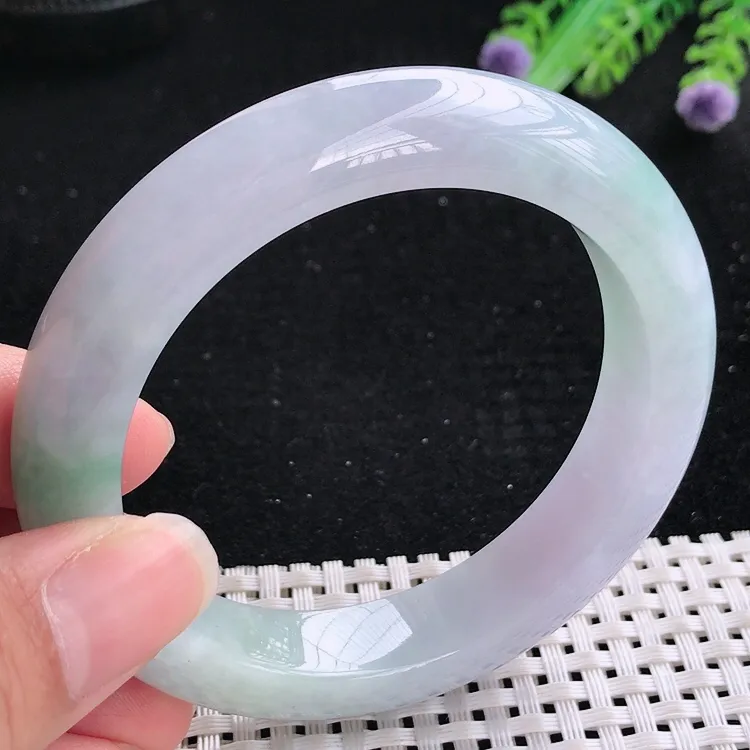 自然光56.5/12.5/9.6老坑冰润水灵紫罗兰手镯翡翠玉镯美人镯
