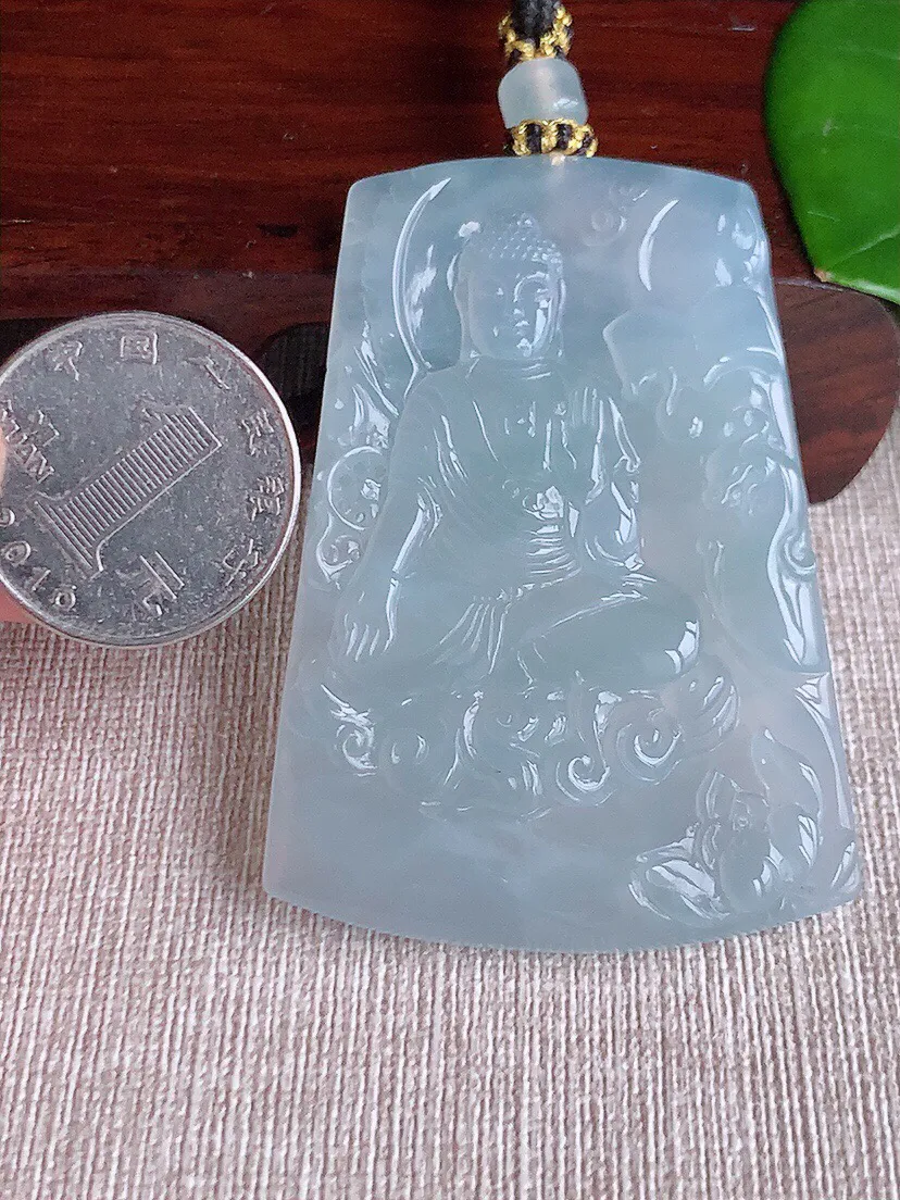 a货翡翠老坑冰种大日如来吊坠 尺寸60.6×42.6×5mm 重量37.45g 0617