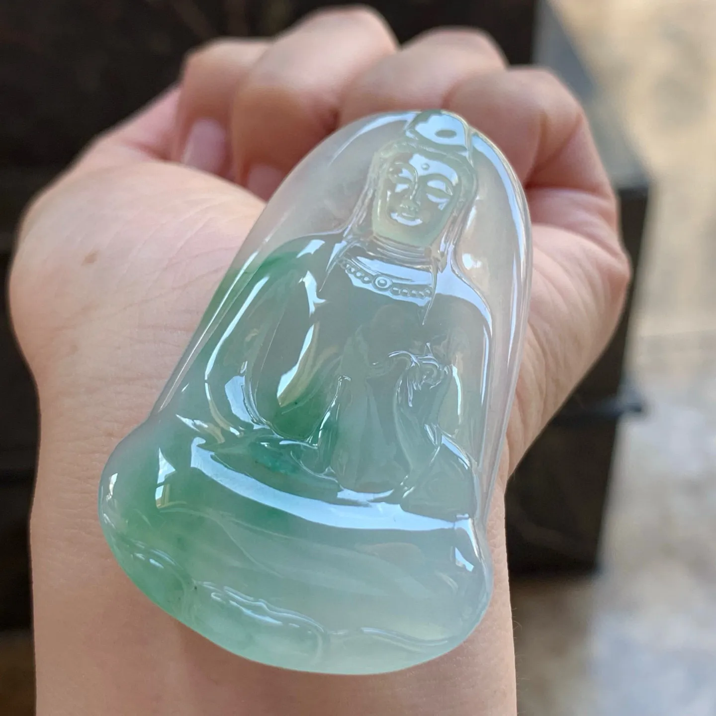 糯冰飘花如意观音
佩戴大气～