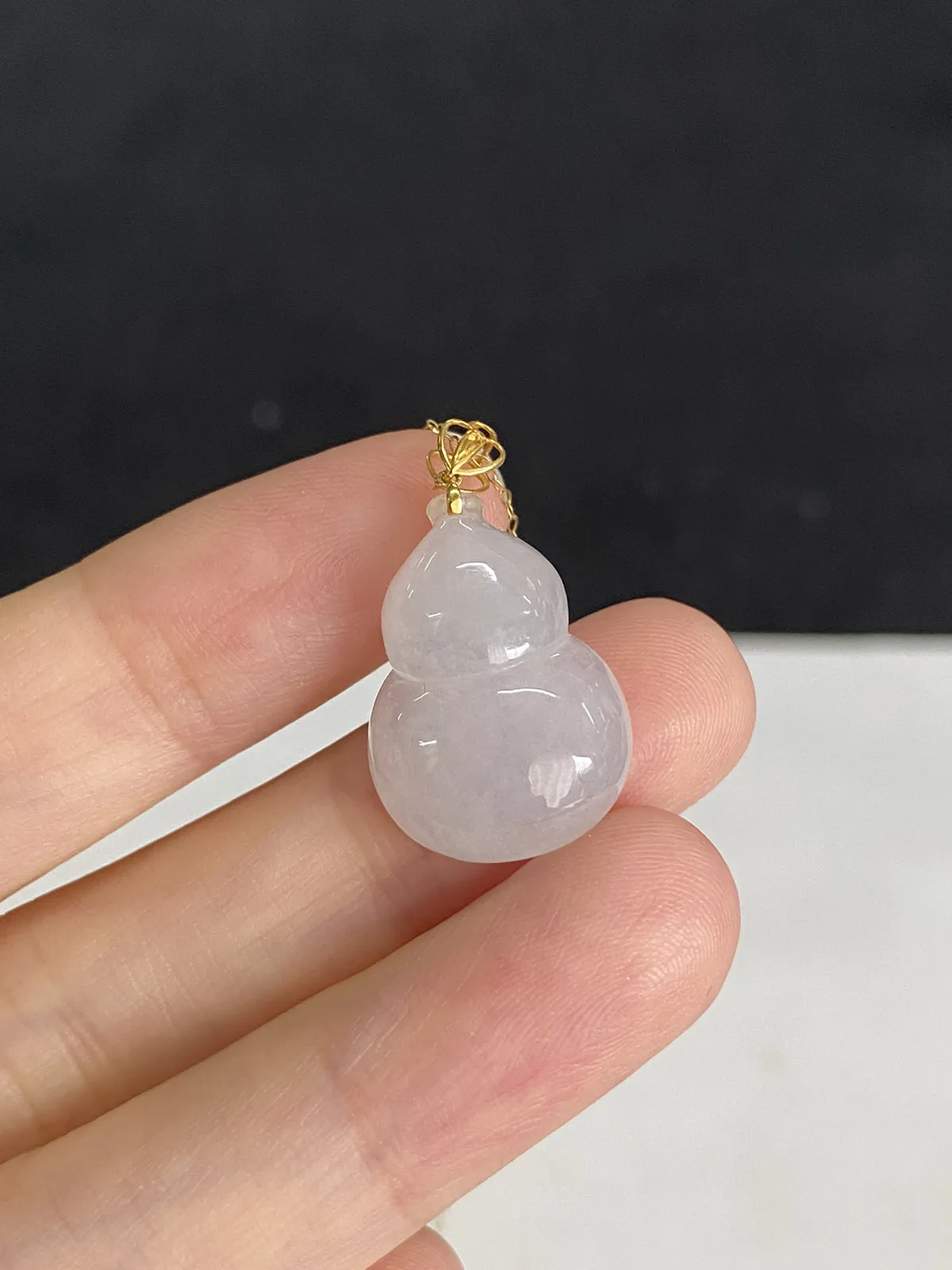 翡翠葫芦，搭配18k金链