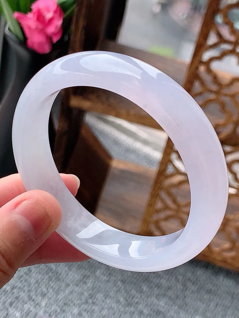 a货翡翠老坑紫罗兰正装正圈手镯56-57圈口 尺寸56.5×13×8mm 重量61.57g 0615