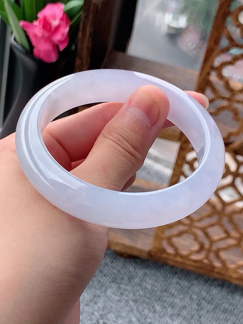 a货翡翠老坑紫罗兰正装正圈手镯56-57圈口 尺寸56.5×13×8mm 重量61.57g 0615