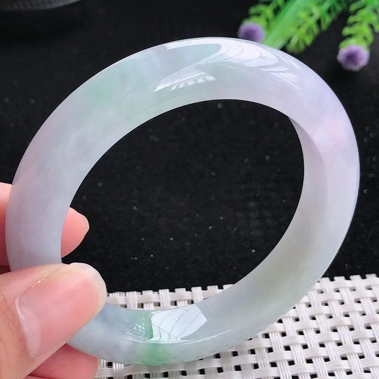 自然光56.5/12.5/9.6老坑冰润水灵紫罗兰手镯翡翠玉镯美人镯