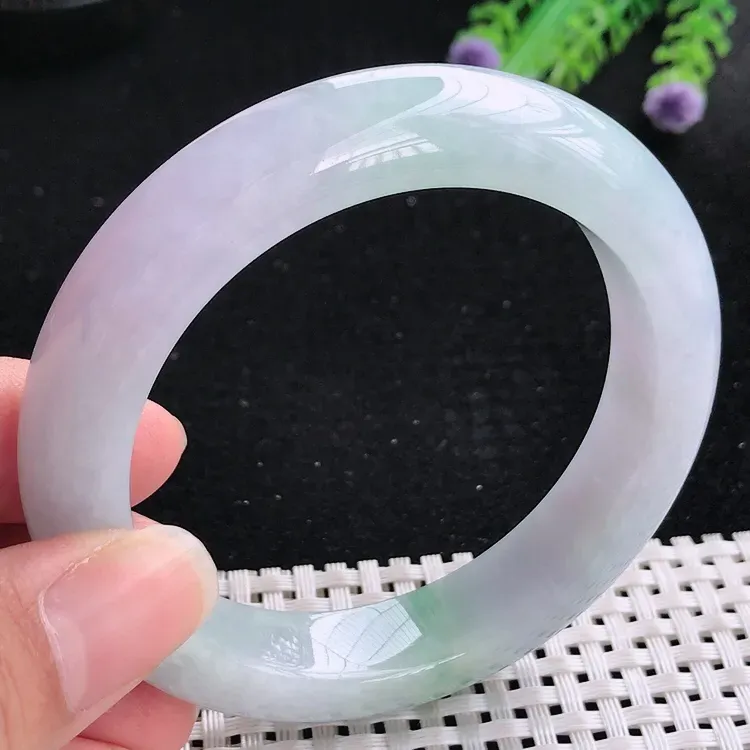 自然光56.5/12.5/9.6老坑冰润水灵紫罗兰手镯翡翠玉镯美人镯