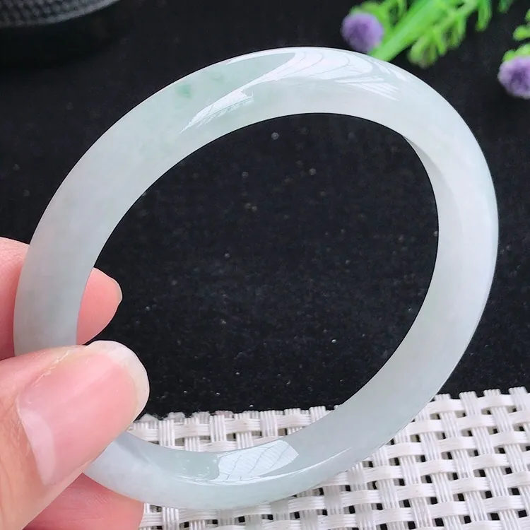 自然光56.5/8.9/7.4老坑冰胶果冻细条手镯翡翠玉镯美人镯