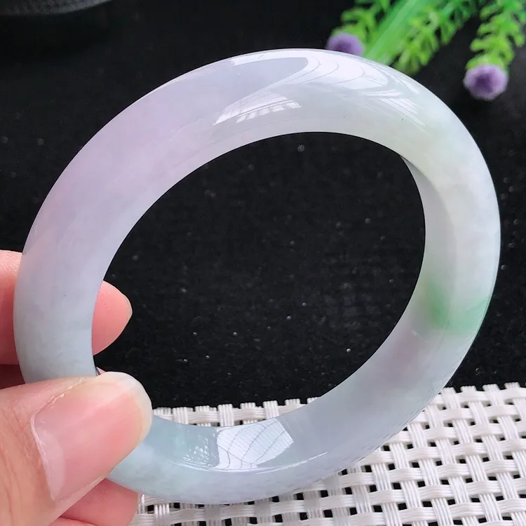 自然光56.5/12.5/9.6老坑冰润水灵紫罗兰手镯翡翠玉镯美人镯