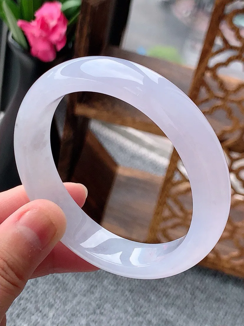 a货翡翠老坑紫罗兰正装正圈手镯56-57圈口 尺寸56.5×13×8mm 重量61.57g 0615