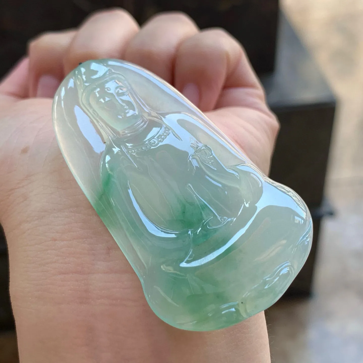 糯冰飘花如意观音
佩戴大气～