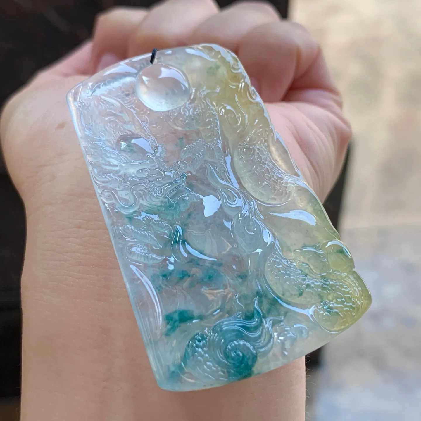 冰黄飘花龙牌
佩戴大气～