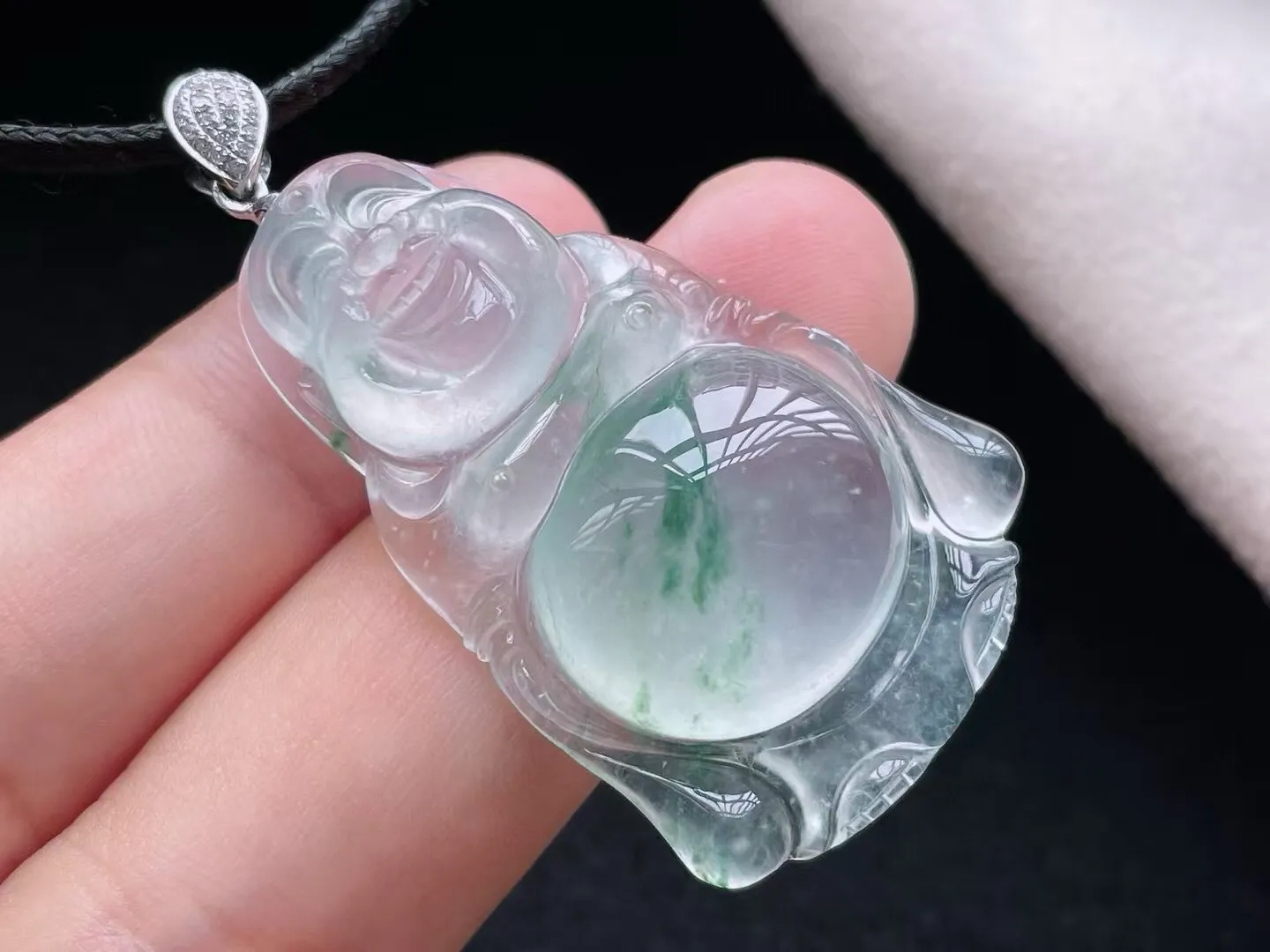 高冰飘花站佛吊坠